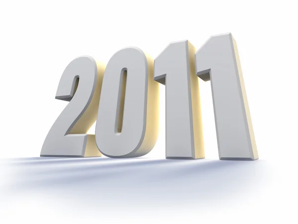 Year 2011 Large White Number Backlit Render — Stock Photo, Image