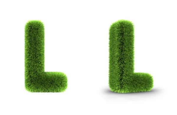 Grass Letter Isolated White Background — Stock Photo, Image