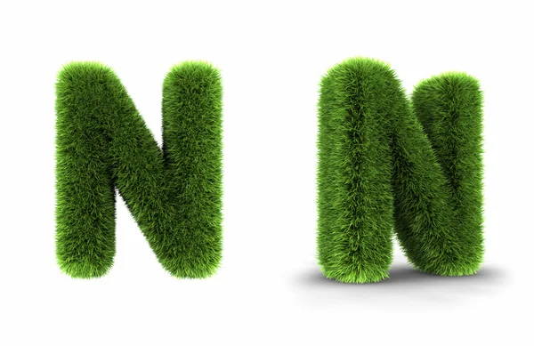 Grass Letter Isolated White Background — Stock Photo, Image