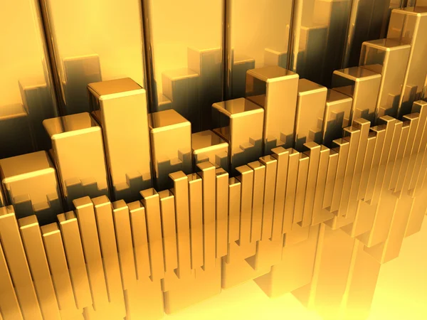 Gold Charts Verschiedene Diagramme Auf Spiegelboden Renderer — Stockfoto