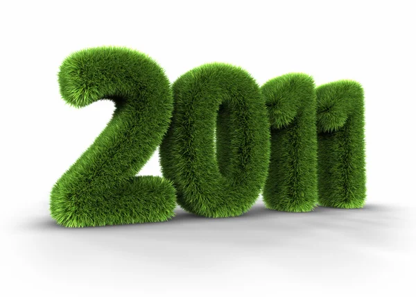 Grass Year 2011 Large Grassy Number Render — Stock Photo, Image