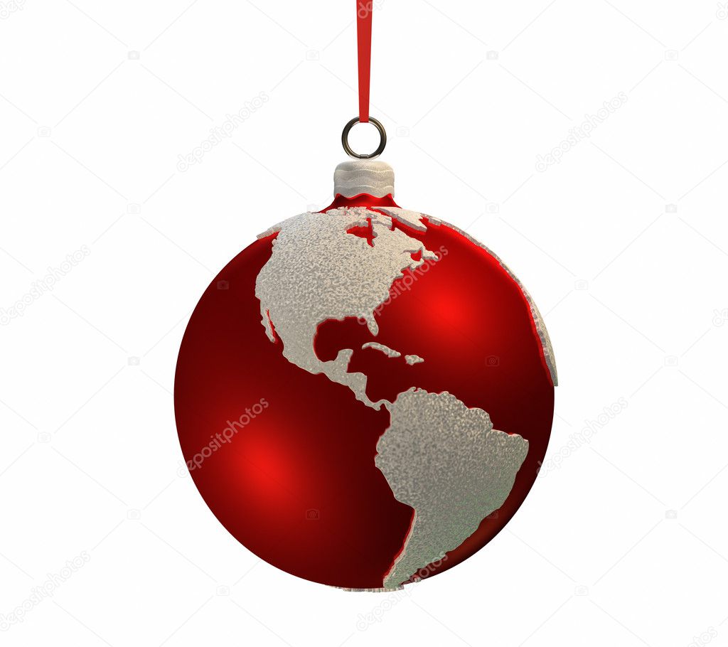 Christmas Bulb With Continents - Americas