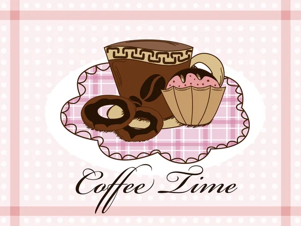 Vector Afbeelding Met Koffie Donuts Muffin — Stockvector