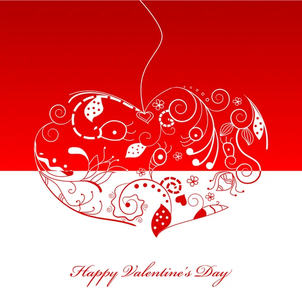 Carte Vœux Vectorielle Saint Valentin Avec Coeur Abstrait Rouge — Image vectorielle