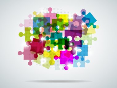 Vector picture with colorful puzzle and bright light clipart