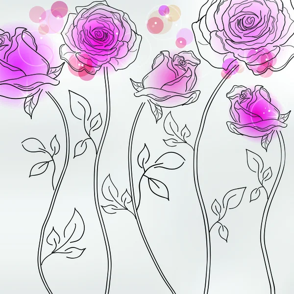 Векторное Изображение Розовыми Розами — стоковый вектор