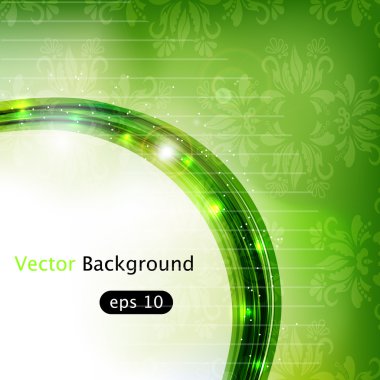 Vector green background with stripes and light