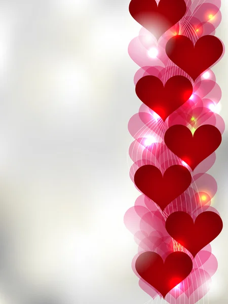 Vektor Alla Hjärtans Hälsningskort Med Röda Abstrakt Hjärtan — Stock vektor