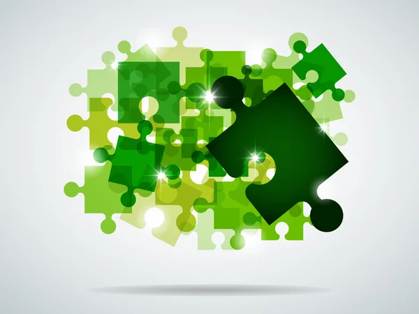 Vektorbild Mit Grünem Puzzle Und Hellem Licht — Stockvektor