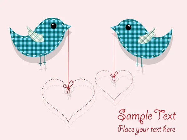 Modèle Vectoriel Pour Invitation Mariage Avec Des Coeurs Des Oiseaux — Image vectorielle