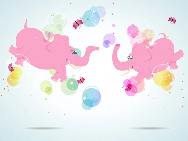 Imagem Vetorial Com Elefantes Voadores Rosa — Vetor de Stock