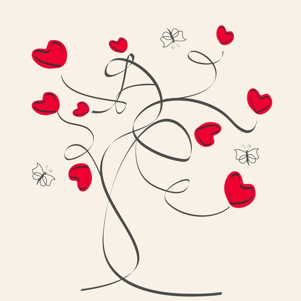 Coeurs et papillons — Image vectorielle
