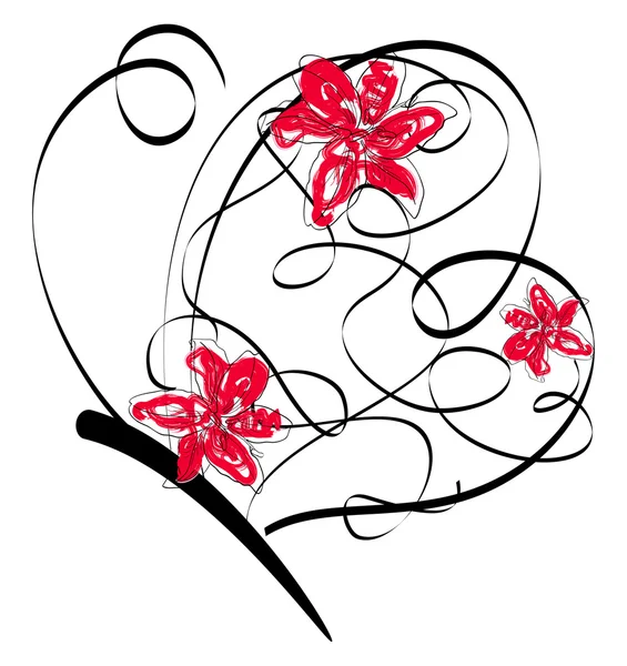 Imagen Vectorial Con Mariposa Abstracta Flores — Vector de stock