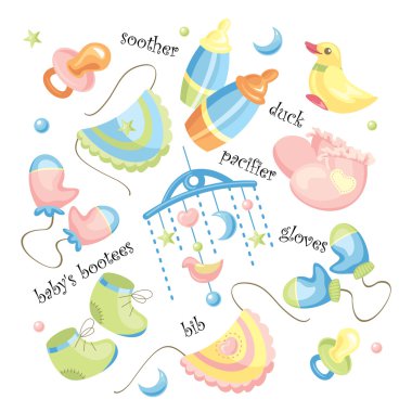Vector set of baby clothing clipart
