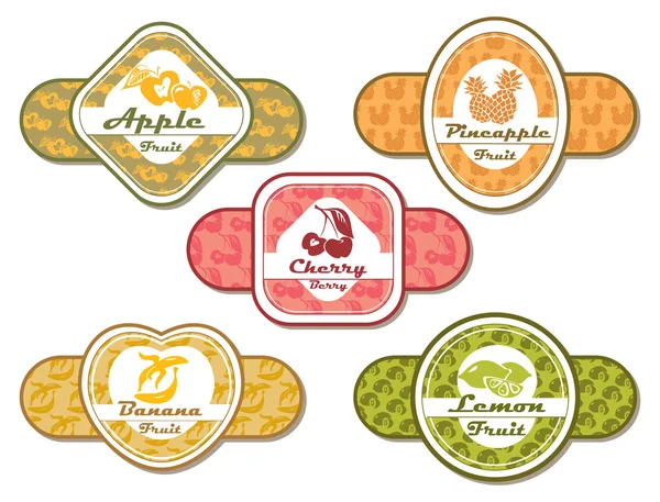 Différentes étiquettes pour les fruits et les baies — Image vectorielle