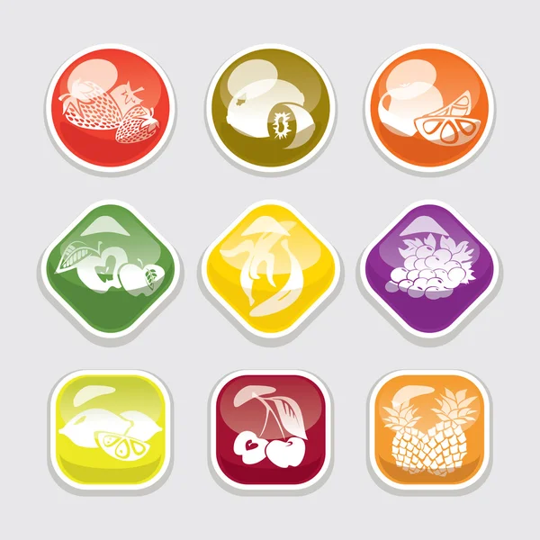 Boutons brillants fruits — Image vectorielle