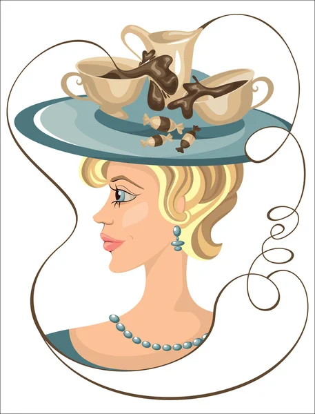 Girl with a cup of coffee — Stock Vector