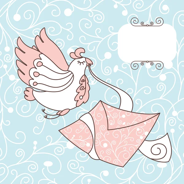 Lindo pájaro con una carta — Archivo Imágenes Vectoriales