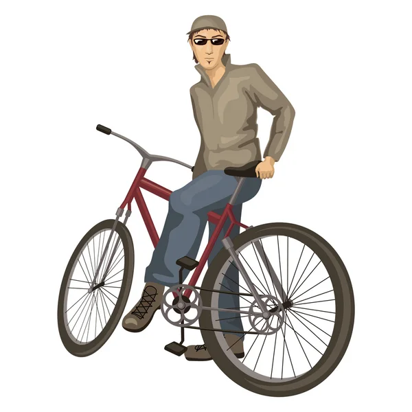 Młody człowiek na rowerze — Wektor stockowy