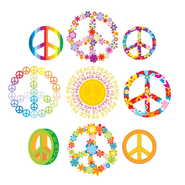 Set kleurrijke vrede symbolen — Stockvector