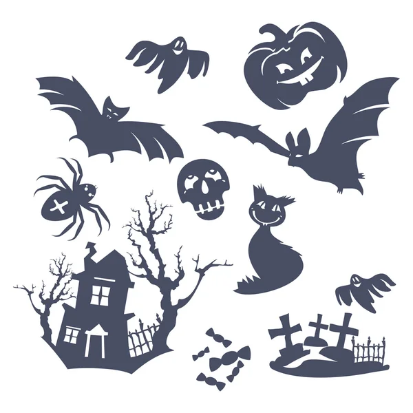 Différentes icônes Halloween — Image vectorielle