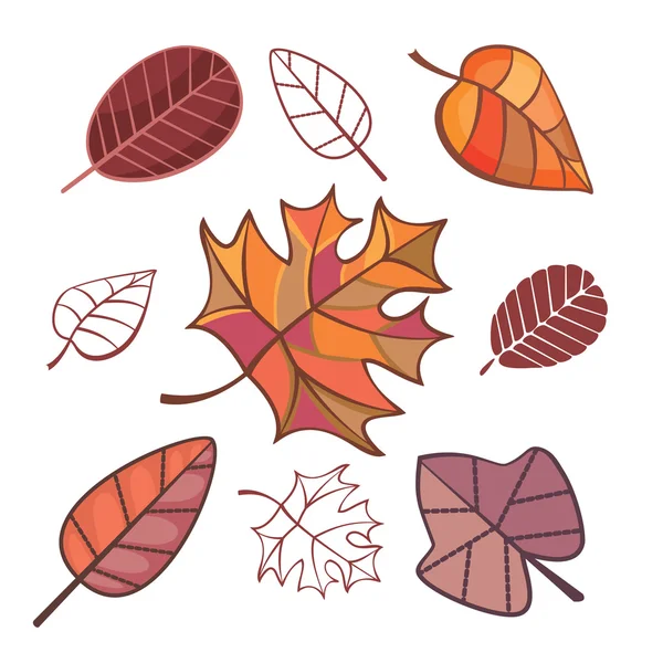 Set herfstbladeren — Stockvector