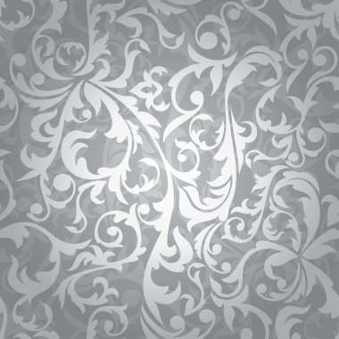 Abstract seamless silver floral background vector illustration clipart