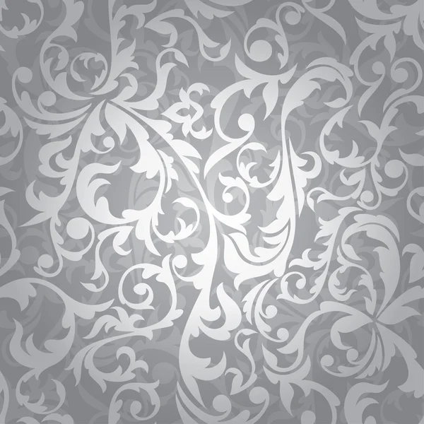 Abstract Naadloos Zilver Bloemen Achtergrond Vector Illustratie — Stockvector