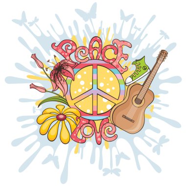 Peace and love vector illustration