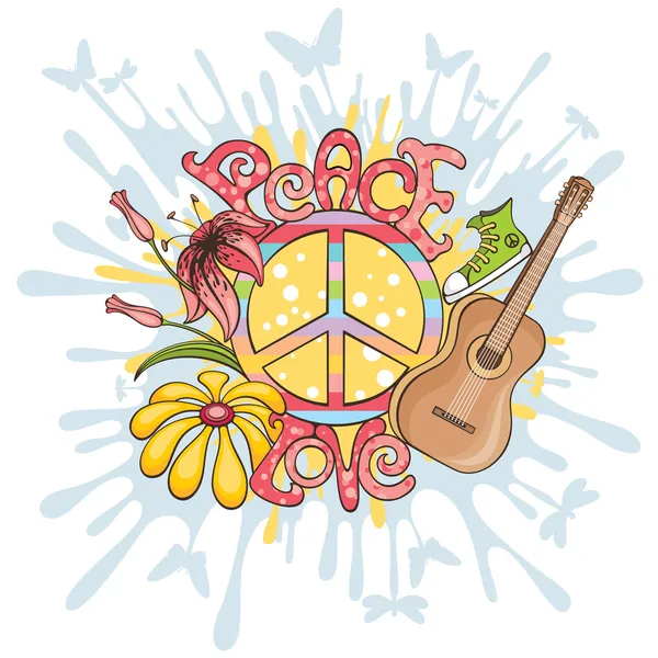 Peace and love vector illustration — Stock Vector