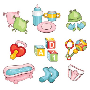 Set of baby things clipart