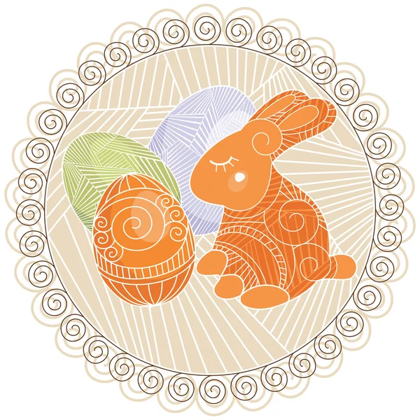Фон с кроликом и яйцами — стоковый вектор