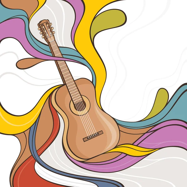 Illustration with acoustic guitar — Stockvector