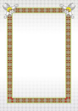 Vector Christian frame wth ornament and seraph clipart