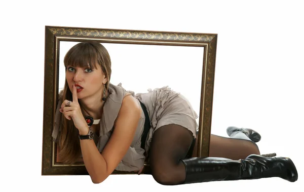The girl with a framework — Stock Photo, Image