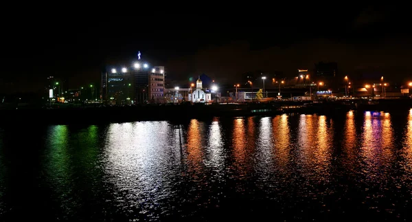 stock image Quay of Moscow at night, Russia