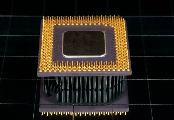 The computer processor, photo with reflexion — Stock Photo, Image