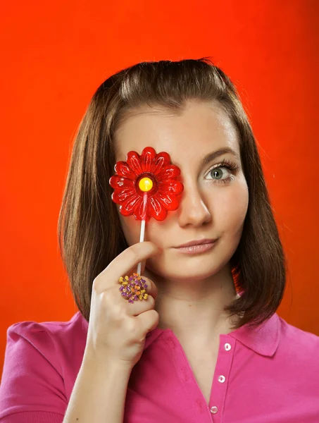 The sexual girl with a sweet — Stock Photo, Image
