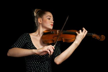 The girl and a violin clipart