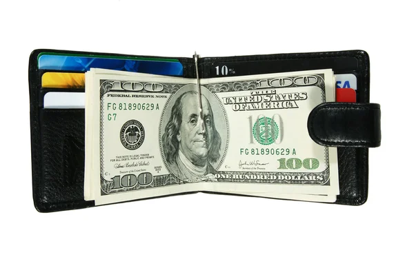 Πορτοφόλι Δολάρια Και Πιστωτικές Κάρτες — Φωτογραφία Αρχείου
