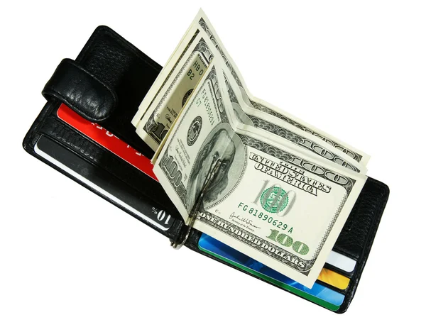 Billetera Con Dólares Tarjetas Crédito — Foto de Stock