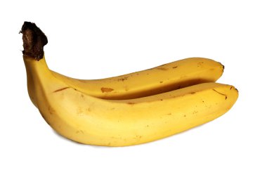 Two ripe banana on white background