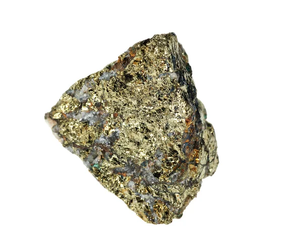 在白色背景上的矿物 Chalkopyrite — 图库照片