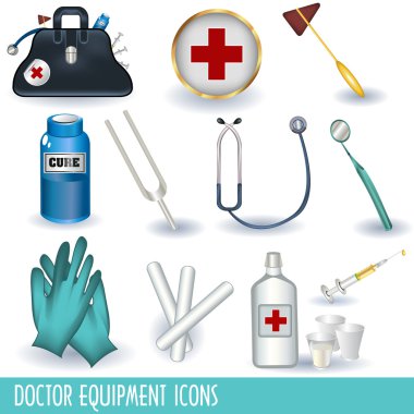 Doctor equipment icons clipart