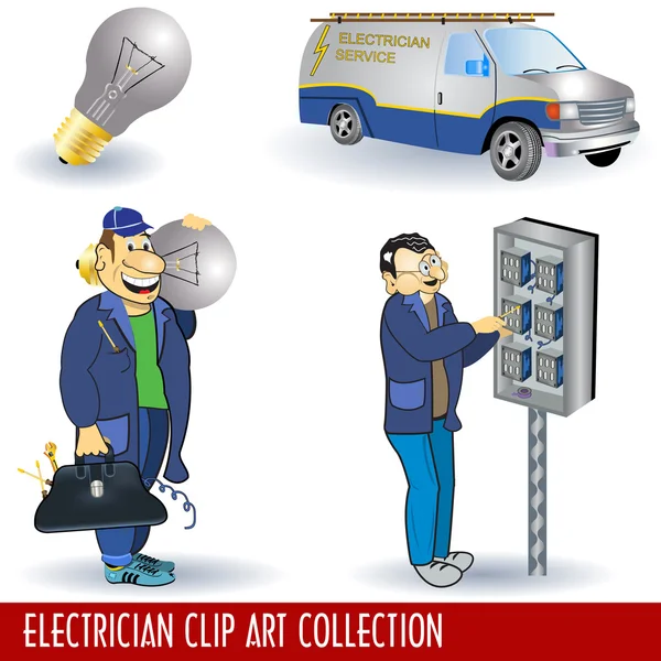 Electrician clip art collection — Stock Vector