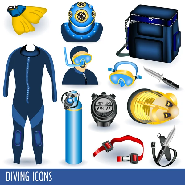 Icone subacquee — Vettoriale Stock