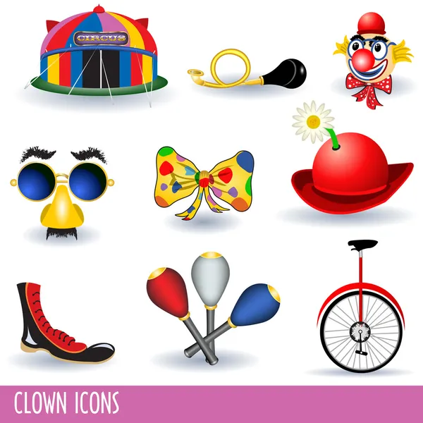 Clown ikoner — Stock vektor