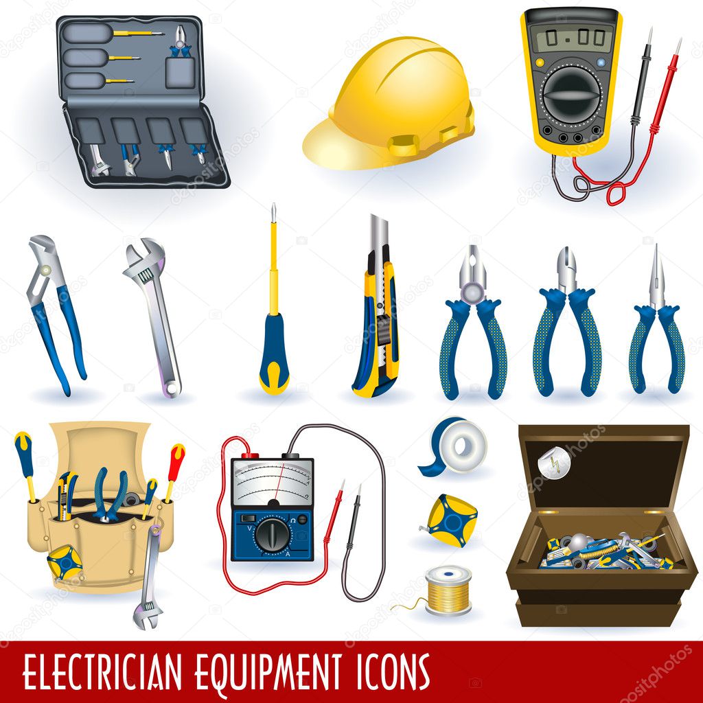 Electrician equipment icons