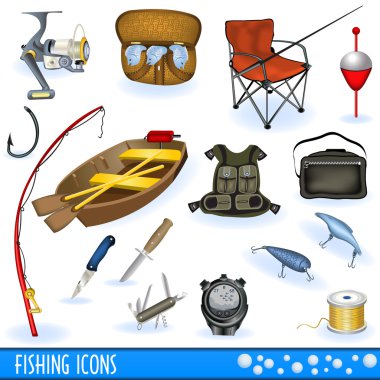 Fishing icons clipart