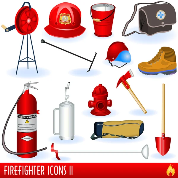 Iconos de bombero — Vector de stock